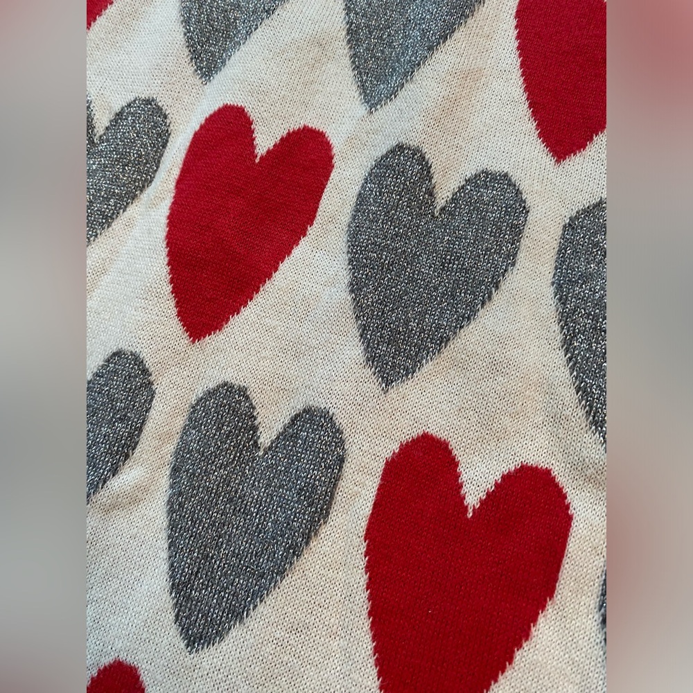 Hatley- valentines holiday Girls Red & Gray Heart Knit Sweater Dress Top size 4 - Picture 7 of 11